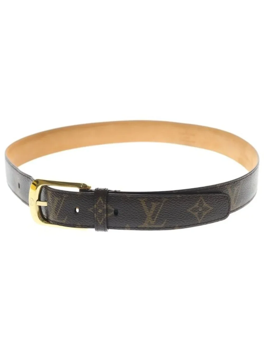 Louis Vuitton Monogram Ceinture Ellipse Leather Belt Brown Gold